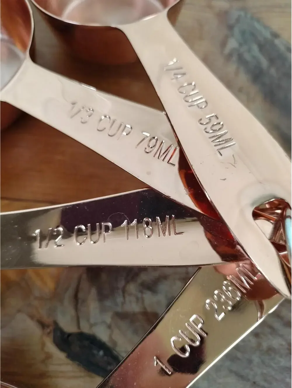 Set of 4 Copper Measuring Cups - Stainless Steel, Nesting, Modern Farmhouse‎